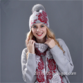 100% wool knit pom hat and scarf